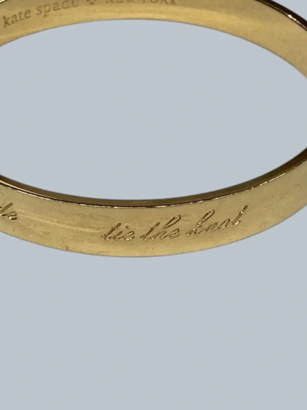 kate spade Gold Tone Engraved Bangle Bracelet “happily ever after” Bride 2466